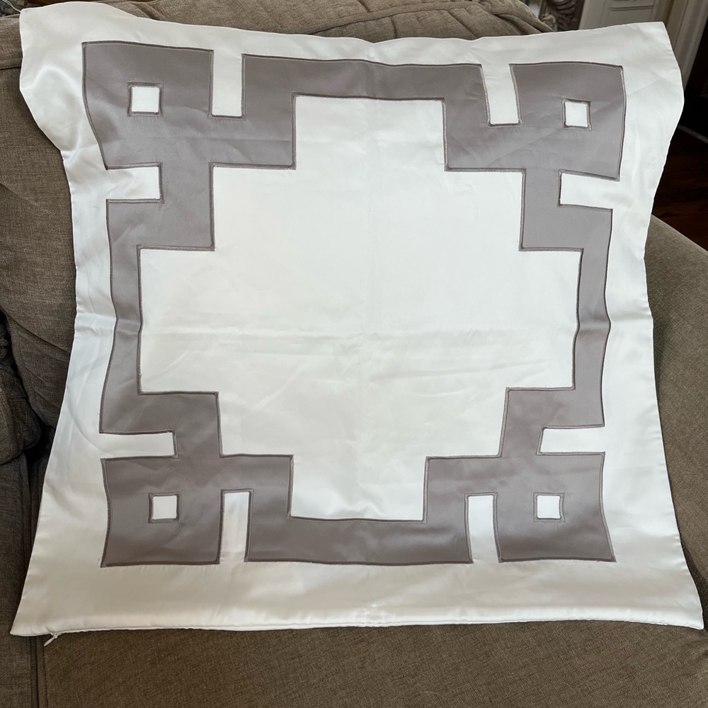 Ann Gish The Art of Home Euro Sham Pillow Cover Greek Key Ivory/Taupe 26" Square